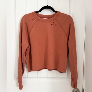 AERIE- Rust Orange Distressed Sweatshirt